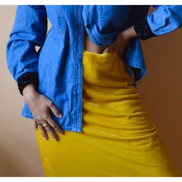 Velvet Canary Yellow Skirt - Picture 1 of 3